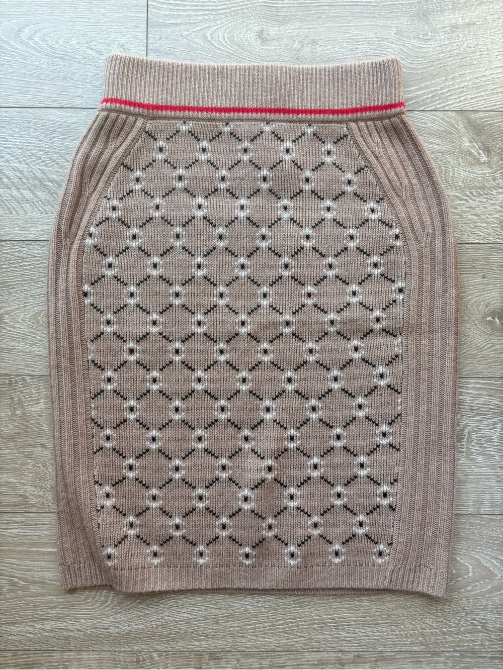 No Name (by Naked Cashmere) Wool-Cashmere Fair Isle Skirt | Size S | Beige NWT